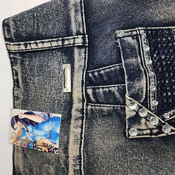 DIAMANTE BOOTCUT JEANS/ SIZE 16 - Picture 7 of 11